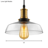 Antique Clear Glass 1-Light Pendant Ceiling Light - Bronze/Brass Finish Perfect For Dining Room