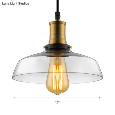 Antique Clear Glass 1-Light Pendant Ceiling Light - Bronze/Brass Finish Perfect For Dining Room
