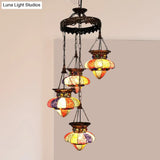 Antique Copper Chandelier: Urn-Shaped Suspension Lighting 4/6 Lights For Dining Room
