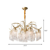 Antique Crystal Tassel Chandelier Lamp With Gold Finish - Elegant Bedroom Hanging Light Fixture 7 /