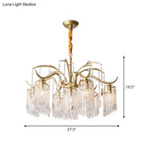 Antique Crystal Tassel Chandelier Lamp With Gold Finish - Elegant Bedroom Hanging Light Fixture