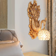 Antique Dome Crystal Wall Light: Bedroom Sconce Lamp With Peacock Backplate (Blue/Gold/White) Gold