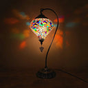 Antique Droplet Glass Shade Restaurant Table Lamp With Colorful Bulb Orange-Yellow