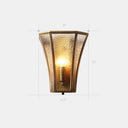 Antique Flared Shade Beveled Glass Wall Light - Single Corridor Lighting Fixture Brass