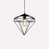 Antique Gemstone Iron Pendant Light – 1-Light Dining Room Hanging Fixture Black / A