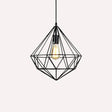 Antique Gemstone Iron Pendant Light – 1-Light Dining Room Hanging Fixture Black / C