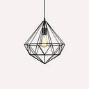 Antique Gemstone Iron Pendant Light – 1-Light Dining Room Hanging Fixture Black / C