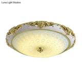 Antique Gold Flushmount Led Ceiling Lamp For Bedroom - Opal Glass With 3 Size Options