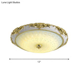 Antique Gold Flushmount Led Ceiling Lamp For Bedroom - Opal Glass With 3 Size Options