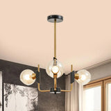 Antique Gold Globe Chandelier - Clear Glass 3/6 Lights Warm/White Pendant Light