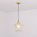 Antique Gold Star Cage Pendant Light For Dining Room - 1-Light Hanging Fixture / 2 Tiers