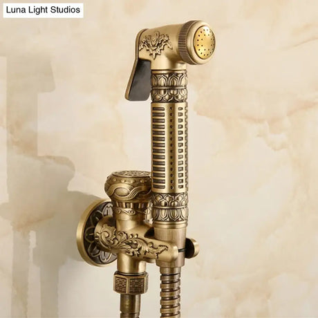 Antique Hand Held Bidet Sprayer Douche Toilet Kit Shattaf Shower Head Gold Copper Valve Set Jet Brass Toilet Bidet