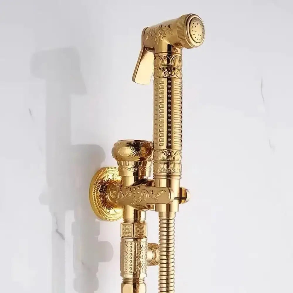 Antique Hand Held Bidet Sprayer Douche Toilet Kit Shattaf Shower Head Gold Copper Valve Set Jet Brass Toilet Bidet