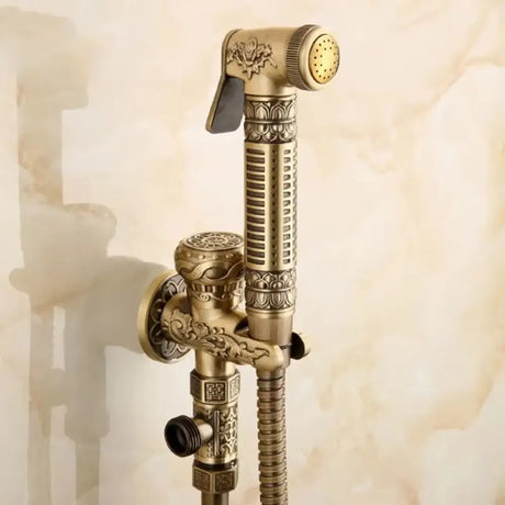 Antique Hand Held Bidet Sprayer Douche Toilet Kit Shattaf Shower Head Gold Copper Valve Set Jet Brass Toilet Bidet