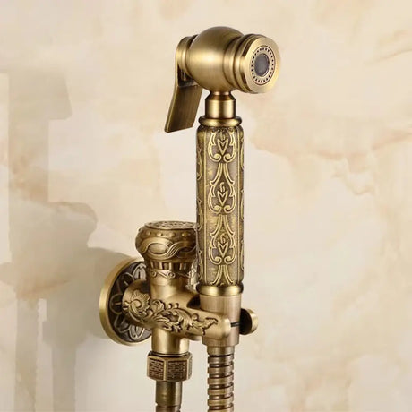 Antique Hand Held Bidet Sprayer Douche Toilet Kit Shattaf Shower Head Gold Copper Valve Set Jet Brass Toilet Bidet