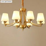 Antique Ivory Glass Conic Chandelier Pendant Light For Sitting Room