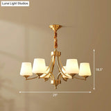 Antique Ivory Glass Conic Chandelier Pendant Light For Sitting Room