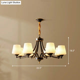 Antique Ivory Glass Conic Chandelier Pendant Light For Sitting Room