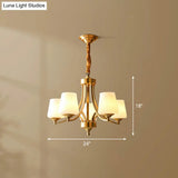 Antique Ivory Glass Conic Chandelier Pendant Light For Sitting Room