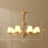 Antique Ivory Glass Conic Chandelier Pendant Light For Sitting Room 8 / Brass