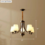 Antique Ivory Glass Conic Chandelier Pendant Light For Sitting Room