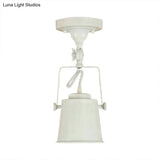Antique Metal Bucket Shade Ceiling Lamp - Rotatable Semi Flush Pendant Light For Living Rooms 1