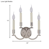 Antique Metal Candelabra Sconce Light Fixture With 4-Bulb Chrome Wall Mount For Living Room