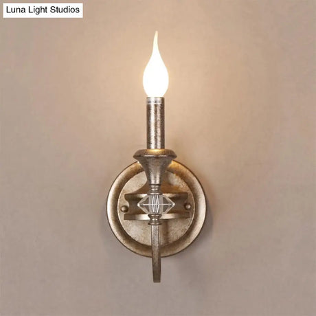 Antique Metal Rust Wall Mounted Sconce Light With Shade - Single