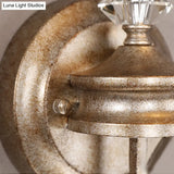 Antique Metal Rust Wall Mounted Sconce Light With Shade - Single