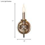 Antique Metal Rust Wall Mounted Sconce Light With Shade - Single