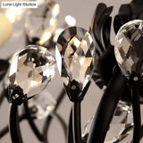 Antique Metal Wall Sconce With Crystal Accents - Elegant Black Flower Design 2 Lights Perfect For