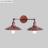 Antique Scalloped Edge Wall Lamp - Stylish Metallic Mounted Light For Bedroom In Brass/Rust