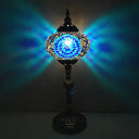 Antique Stained Glass Night Table Light With Elliptical Design Perfect For Bedroom Desk