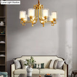 Antique Style 2-Layered Glass Chandelier: Brass Suspension Pendant Light For Restaurants