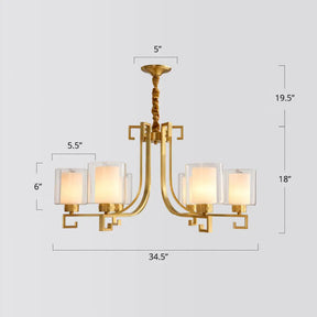 Antique Style 2-Layered Glass Chandelier: Brass Suspension Pendant Light For Restaurants 6 /