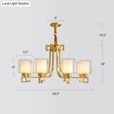 Antique Style 2-Layered Glass Chandelier: Brass Suspension Pendant Light For Restaurants