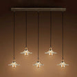 Antique Style 5-Light Brass Cluster Pendant With Clear Ribbed Glass