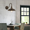 Antique Style Barn Wall Sconce With Gooseneck Arm In Bronze/Rust - Ideal For Bedroom Lighting Bronze