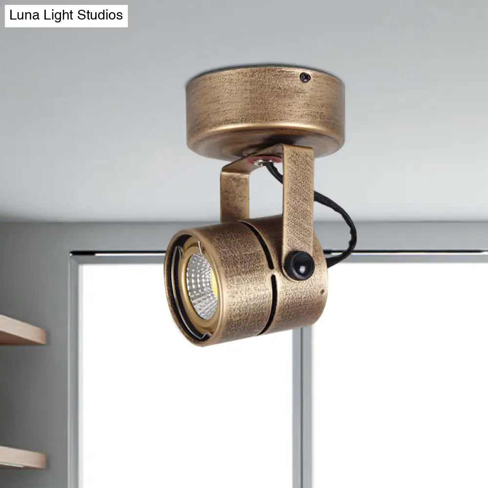 Antique Style Brass Ceiling Light Fixture - Metal Led Bedroom Semi-Flush Mount Adjustable 3’/5’