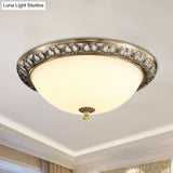 Antique Style Brass Finish 2 - Head Ceiling Mount Light With Frosted Glass Dome - 13’/15’/19.5’ Wide