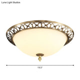 Antique Style Brass Finish 2 - Head Ceiling Mount Light With Frosted Glass Dome - 13’/15’/19.5’ Wide