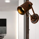Antique Style Cylinder Sconce Light With Metallic Finish And Wall Mount In Black/Rust For Living