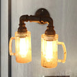 Antique Style Glass Beer Mug Wall Light With Water Pipe In Bronze/Black Black