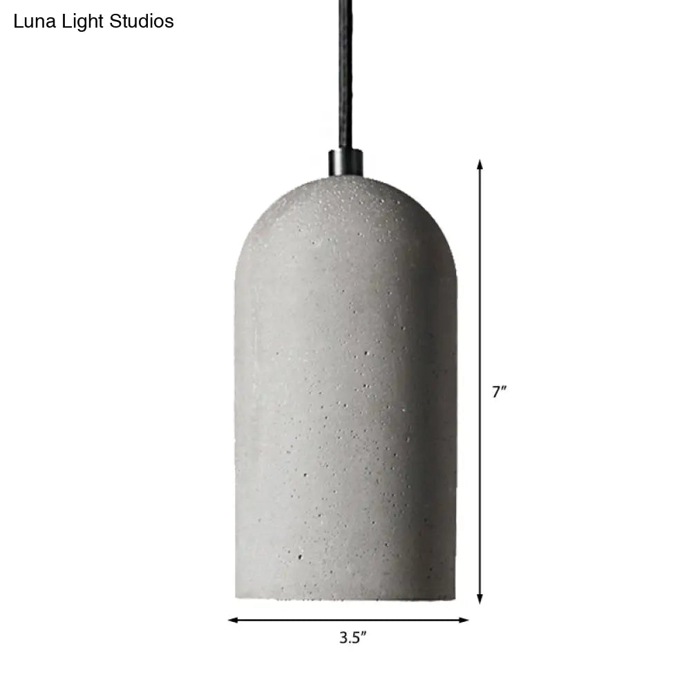 Antique Style Gray Cement Pendant Light With Cylinder Shade - Ideal For Living Room