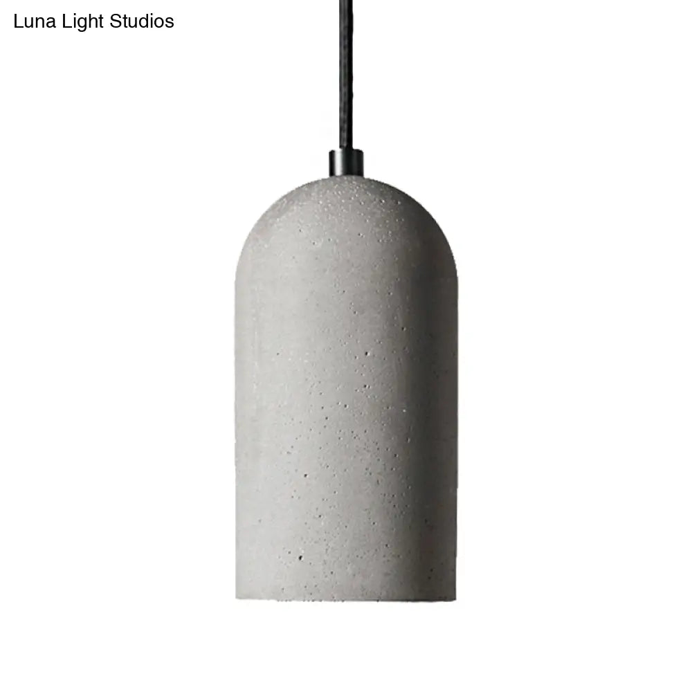 Antique Style Gray Cement Pendant Light With Cylinder Shade - Ideal For Living Room
