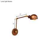 Antique Style Metal Wall Lamp Fixture - Adjustable Sconce Light In Rust With Domed Design 4/6.5