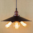 Antique-Style Rust Metal Chandelier Pendant - 3-Light Flat Shade Lighting For Restaurants