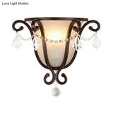 Antique Style Rust Urn Shaped Wall Sconce With Frosted Handblown Glass - Elegant Lighting For Living