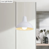 Antique Stylish Domed Suspension Light With Metallic Ceiling Pendant - Black/White