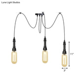 Antiqued Amber Glass Coffee House Ceiling Light - Capsule Multi 2/3/6 Head Black Swag Led Pendant